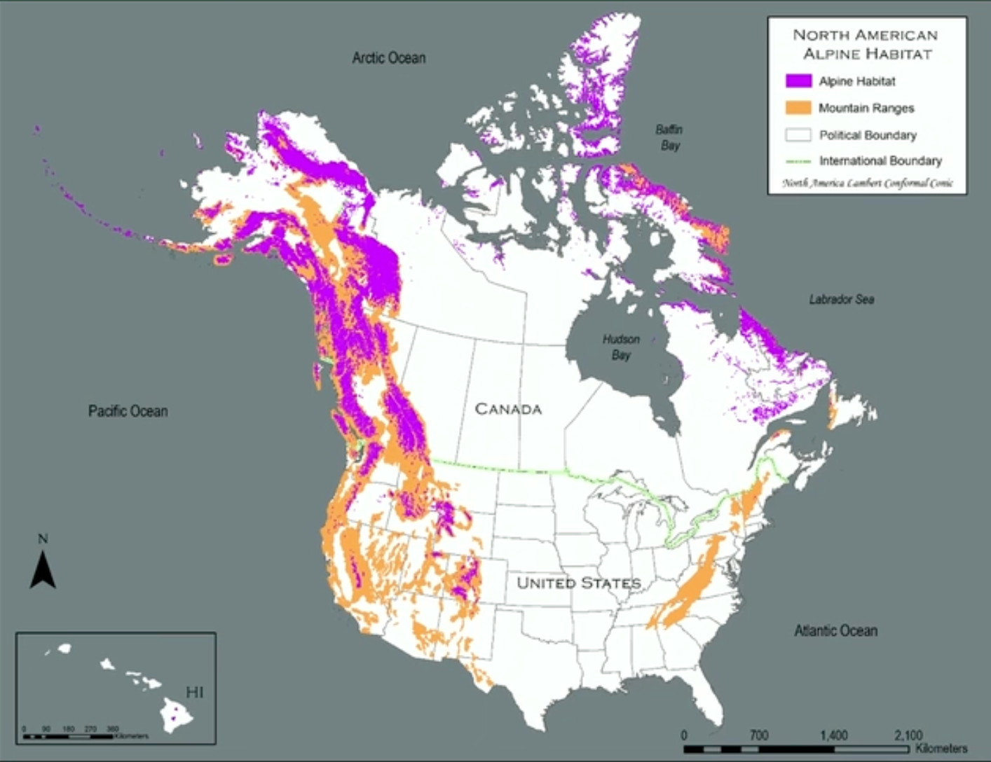 North American Alpine Habitat Map